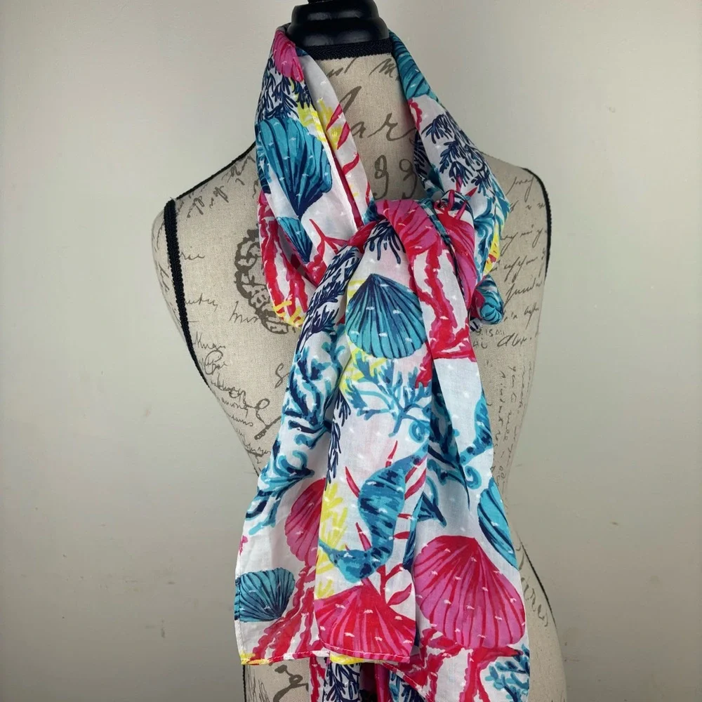 Jason Wu-QVC tropical beach scarf-colorful print-EUC